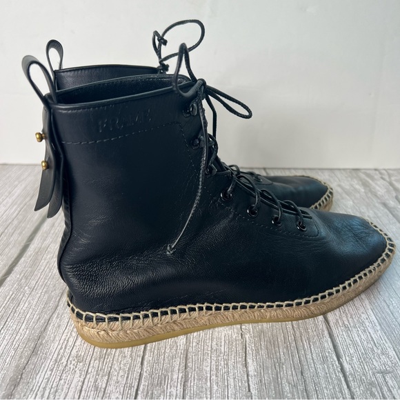 Frame Le Boston Leather High Top Espadrilles Booties - Picture 4 of 8